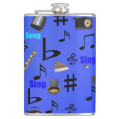 Blauwe muziekinstrumenten; heupfles (Voorkant)