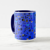 Blauwe muziekinstrumenten; mok (Voorkant links)