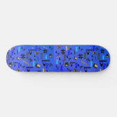 Blauwe muziekinstrumenten, persoonlijk skateboard (Horizontaal)