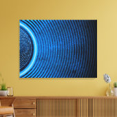 Blauwe muziekluidspreker en geluidsgolven canvas afdruk (Insitu (Woonkamer))