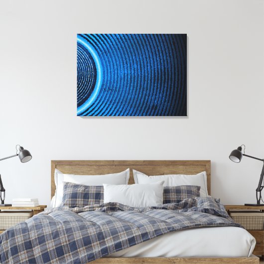 Blauwe muziekluidspreker en geluidsgolven canvas afdruk (Insitu (Slaapkamer))