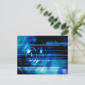 Blauwe muziekluidsprekers briefkaart (Staand voorkant)