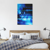 Blauwe muziekluidsprekers canvas afdruk (Insitu (Slaapkamer))