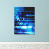 Blauwe muziekluidsprekers canvas afdruk (Insitu (Houten vloer))