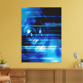 Blauwe muziekluidsprekers canvas afdruk (Insitu (Woonkamer))