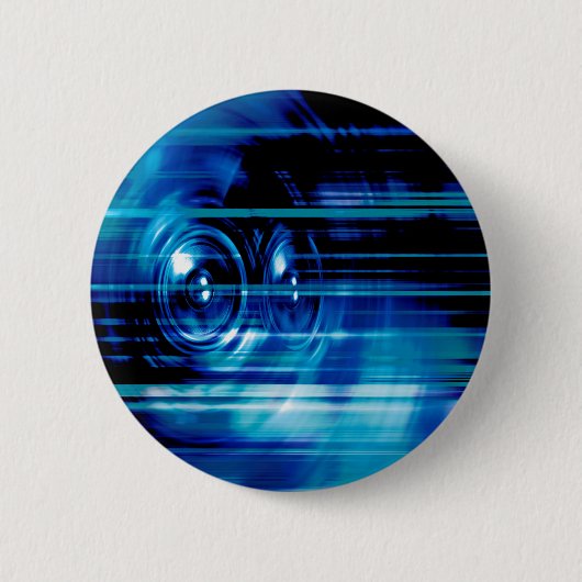 Blauwe muziekluidsprekers ronde button 5,7 cm (Voorkant)