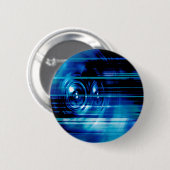 Blauwe muziekluidsprekers ronde button 5,7 cm (Voorkant /achterkant)