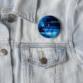 Blauwe muziekluidsprekers ronde button 5,7 cm (In situ)