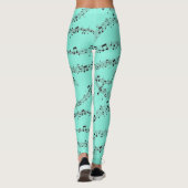 Blauwe muzieknoot Patroonmuzikant Leggings (Achterkant)