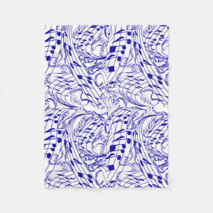 BLAUWE MUZIEKNOTEN FLEECE DEKEN