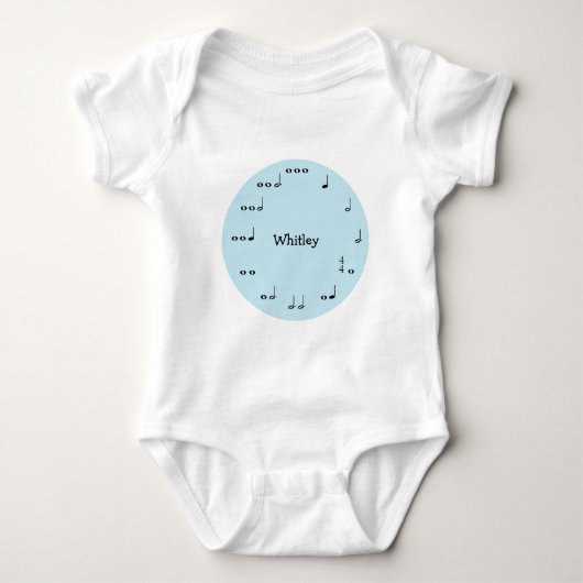 Blauwe Muzieknoten Gepersonaliseerde Baby Bodysuit (Voorkant)