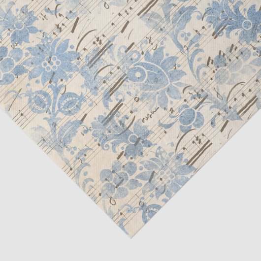 Blauwe Muzieknoten  ontkoppeling Tissuepapier (Detail)