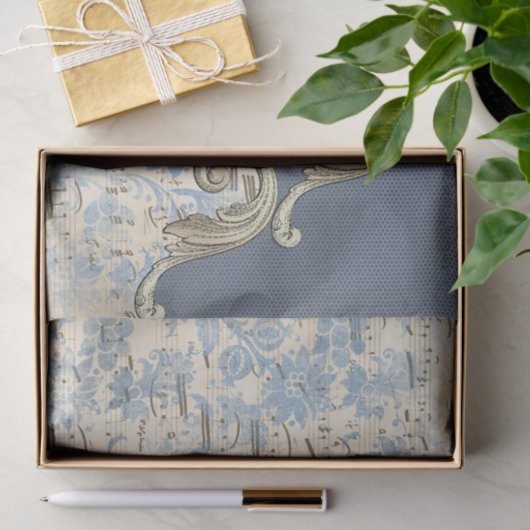 Blauwe Muzieknoten  ontkoppeling Tissuepapier (Geschenk)