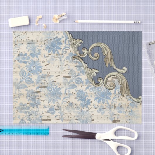 Blauwe Muzieknoten ontkoppeling Tissuepapier (Craft)