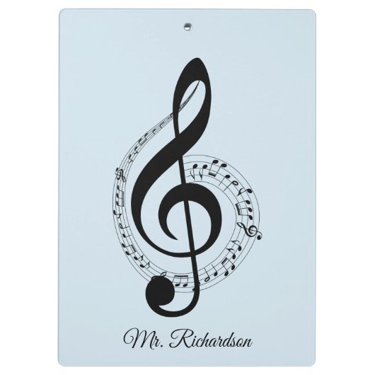 Blauwe muzieknotities Persoonlijke Klembord (Achterkant)