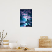 Blauwe mysterie in het Blossom Forest Poster (Keuken)