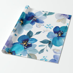 Blauwe Mystieke Orchidee Elegante Bloem Botanisch Cadeaupapier