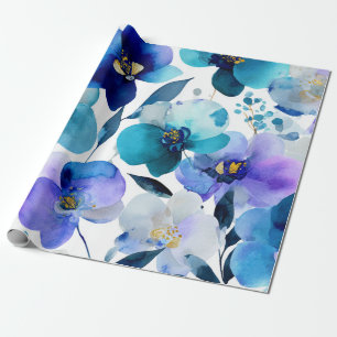 Blauwe Mystieke Orchidee Elegante Bloem Botanisch Cadeaupapier