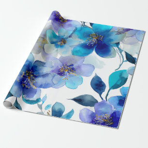 Blauwe mystieke orchidee elegante bloem botanisch cadeaupapier