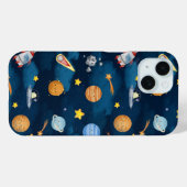 Blauwe Naadloze Patroon van Planeten in de Buitenr Case-Mate iPhone Case (Achterkant (horizontaal))