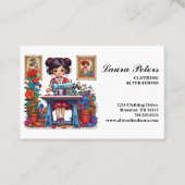  Blauwe Naaimachine Meisje Bloemverandering Visitekaartje (Voorkant)