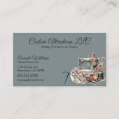 Blauwe  naaiverandering visitekaartje (Voorkant)