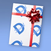 Blauwe naam en monogram cadeaupapier