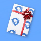 Blauwe naam en monogram cadeaupapier