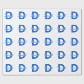 Blauwe naam en monogram cadeaupapier (Vlak)