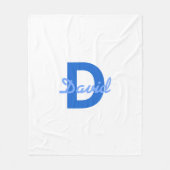 Blauwe naam en monogram fleece deken (Voorkant)