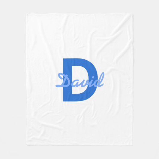 Blauwe naam en monogram fleece deken (Voorkant)