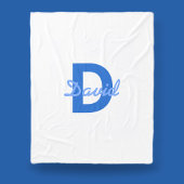 Blauwe naam en monogram fleece deken