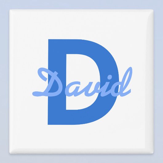 Blauwe naam en monogram magneet