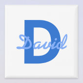 Blauwe naam en monogram magneet