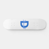 Blauwe naam en monogram persoonlijk skateboard (Horizontaal)