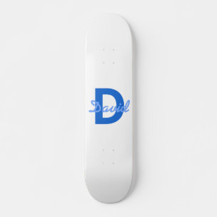 Blauwe naam en monogram persoonlijk skateboard