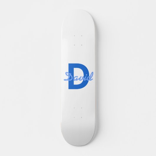 Blauwe naam en monogram persoonlijk skateboard (Voorkant)