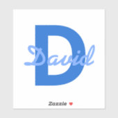 Blauwe naam en monogram Sticker (Vel)