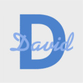 Blauwe naam en monogram Sticker (Voorkant)