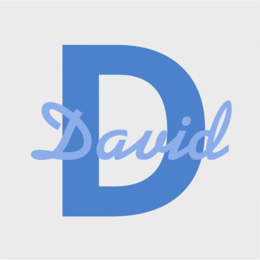 Blauwe naam en monogram Sticker (Voorkant)