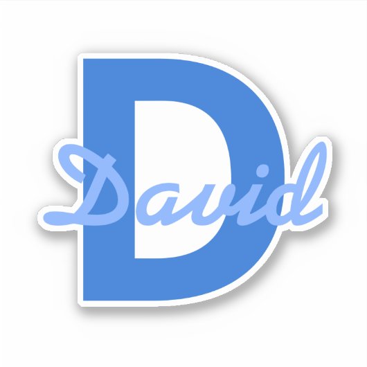 Blauwe naam en monogram Sticker (Voorkant)