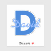 Blauwe naam en monogram Sticker (Vel)