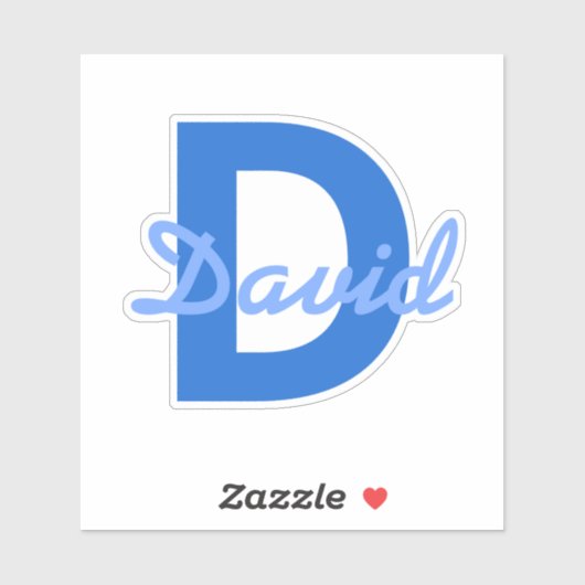 Blauwe naam en monogram Sticker (Vel)