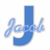 Blauwe naam en monogram sticker (Voorkant)