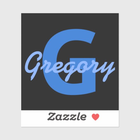 Blauwe naam en monogram sticker (Vel)