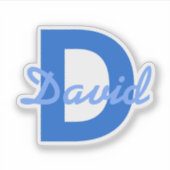 Blauwe naam en monogram sticker (Voorkant)