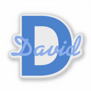 Blauwe naam en monogram sticker