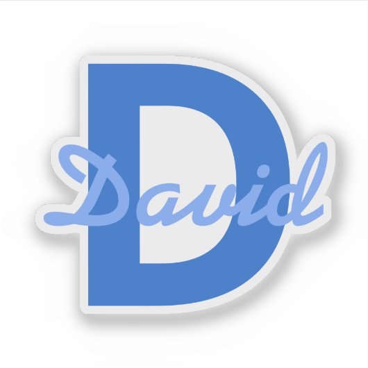 Blauwe naam en monogram sticker (Voorkant)