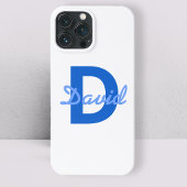 Blauwe naam en monogram Sticker keramisch Ornament Case-Mate iPhone Case