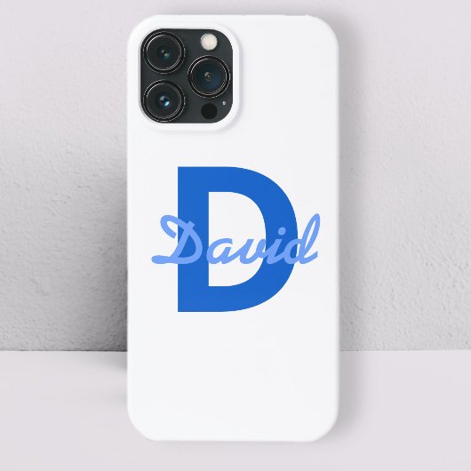 Blauwe naam en monogram Sticker keramisch Ornament Case-Mate iPhone Case